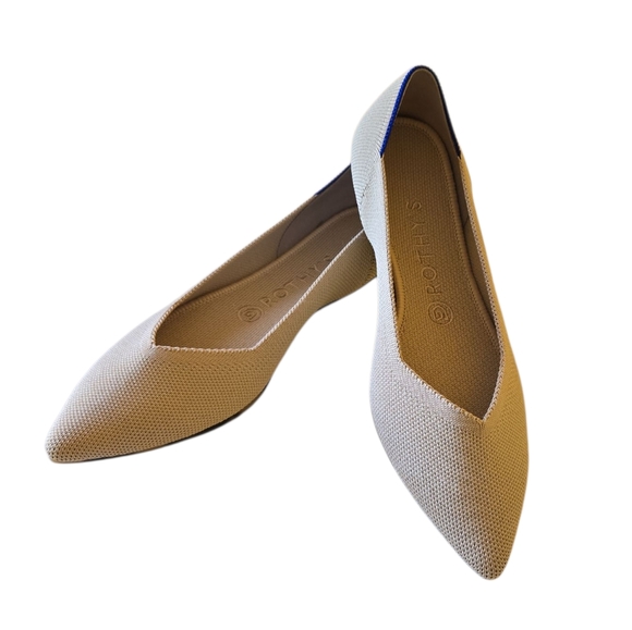 Rothy's The Point In Ecru Knit Pointed Toe Ballet Women's Slip Ons Flats Size 9 - Picture 3 of 16